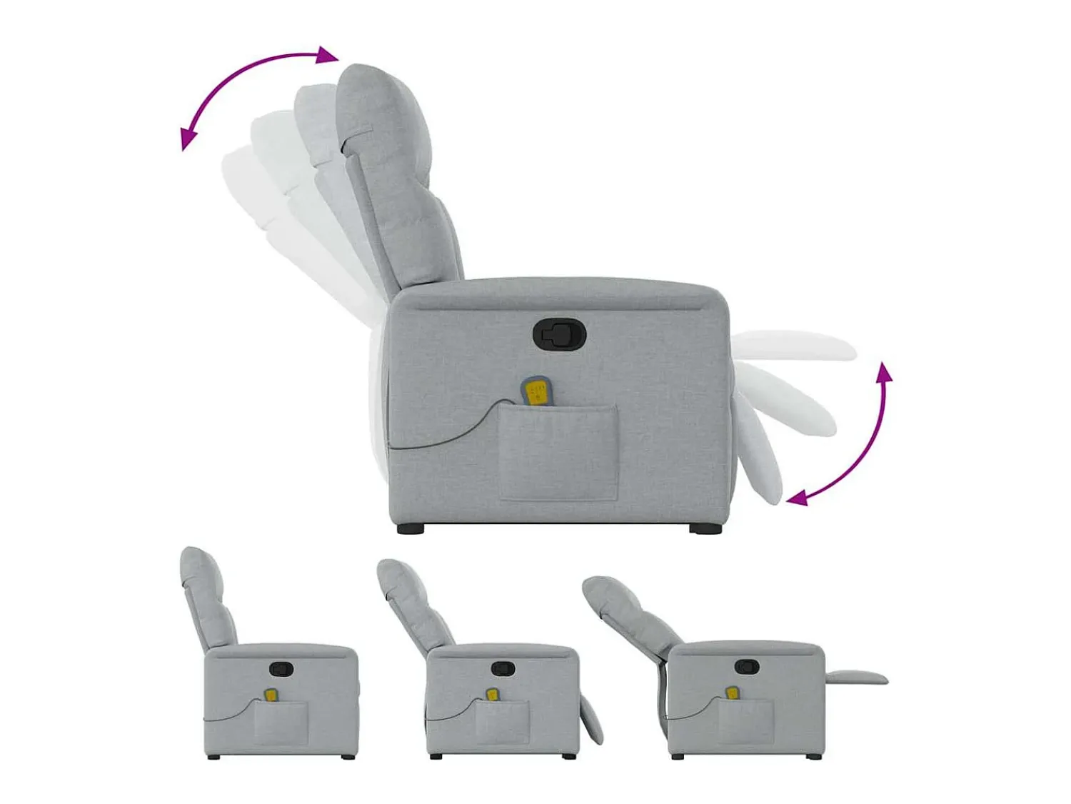 Poltrona| Poltrona reclinável massagens | Poltrona Confortável tecido -claro SHL441613 Cinzento