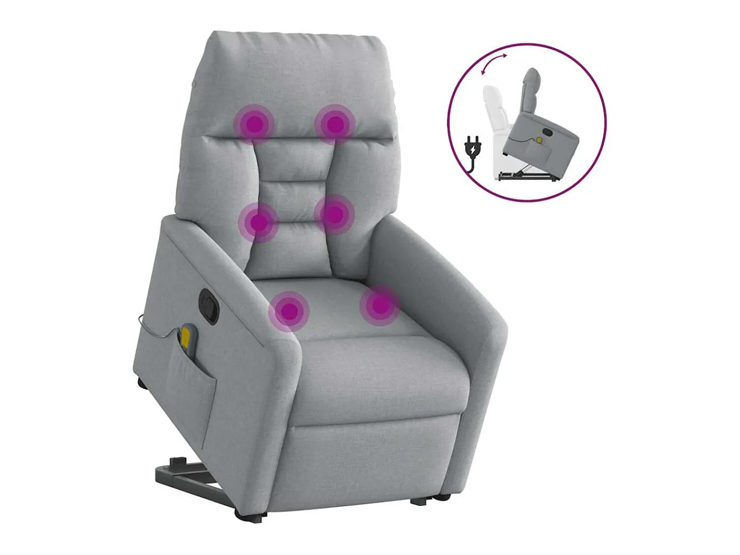 Poltrona| Poltrona reclinável massagens | Poltrona Confortável tecido -claro SHL441613 Cinzento