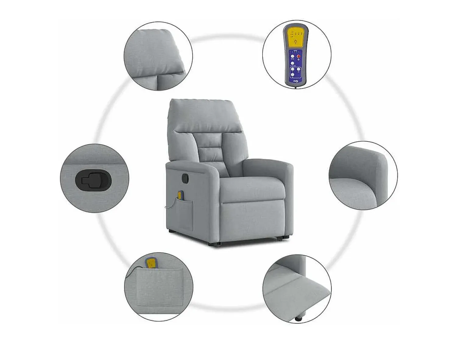 Poltrona| Poltrona reclinável massagens | Poltrona Confortável tecido -claro SHL441613 Cinzento