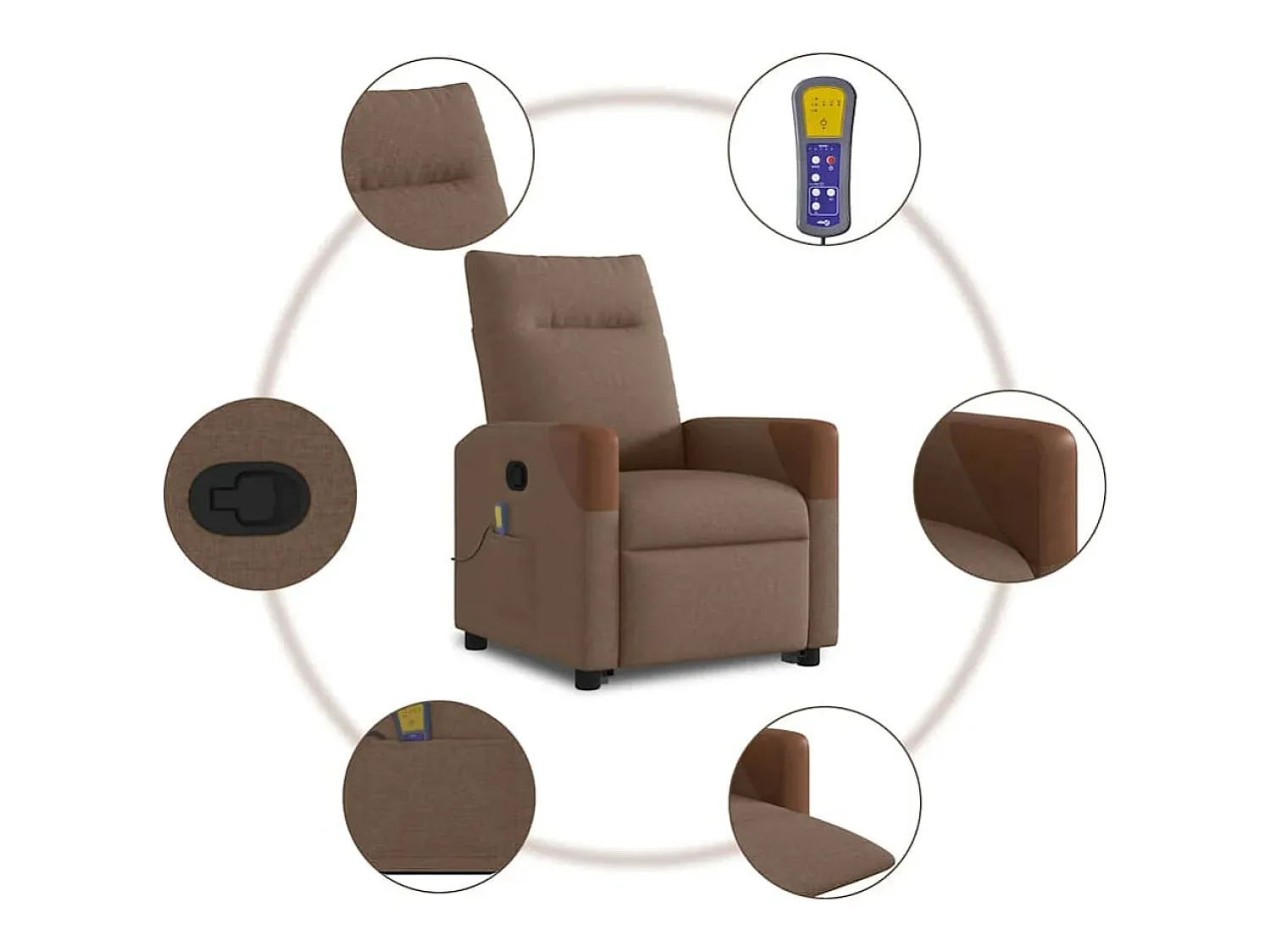 Online Poltrona reclinável massagens | Poltrona Confortável tecido SHL771061 Castanho