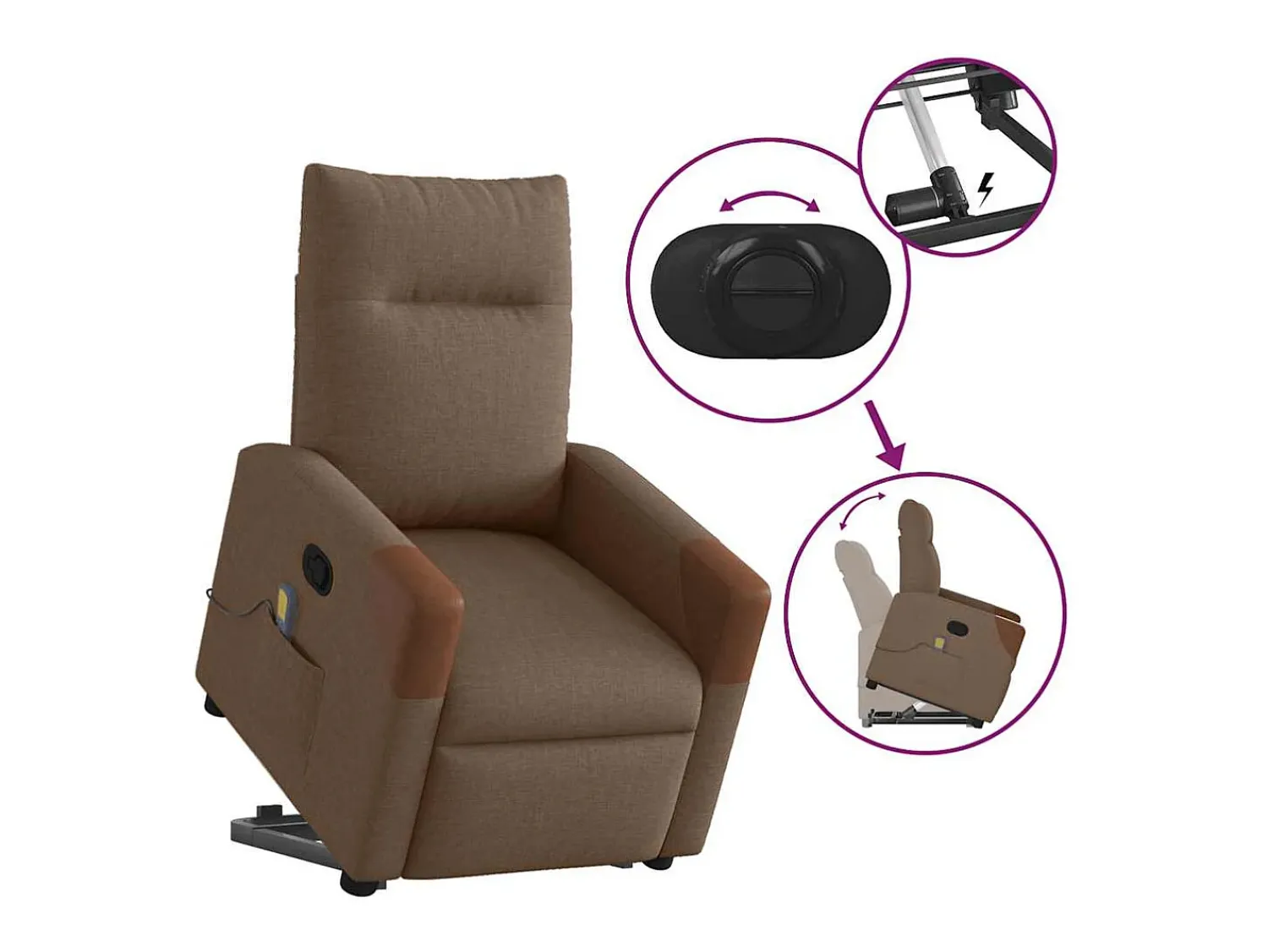 Online Poltrona reclinável massagens | Poltrona Confortável tecido SHL771061 Castanho