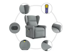 Poltrona| Poltrona reclinável massagens | Poltrona Confortável tecido -claro SHL507426 Cinzento