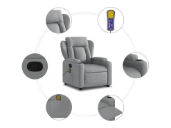 Poltrona* Poltrona reclinável massagens | Poltrona Confortável tecido -claro SHL594253 Cinzento