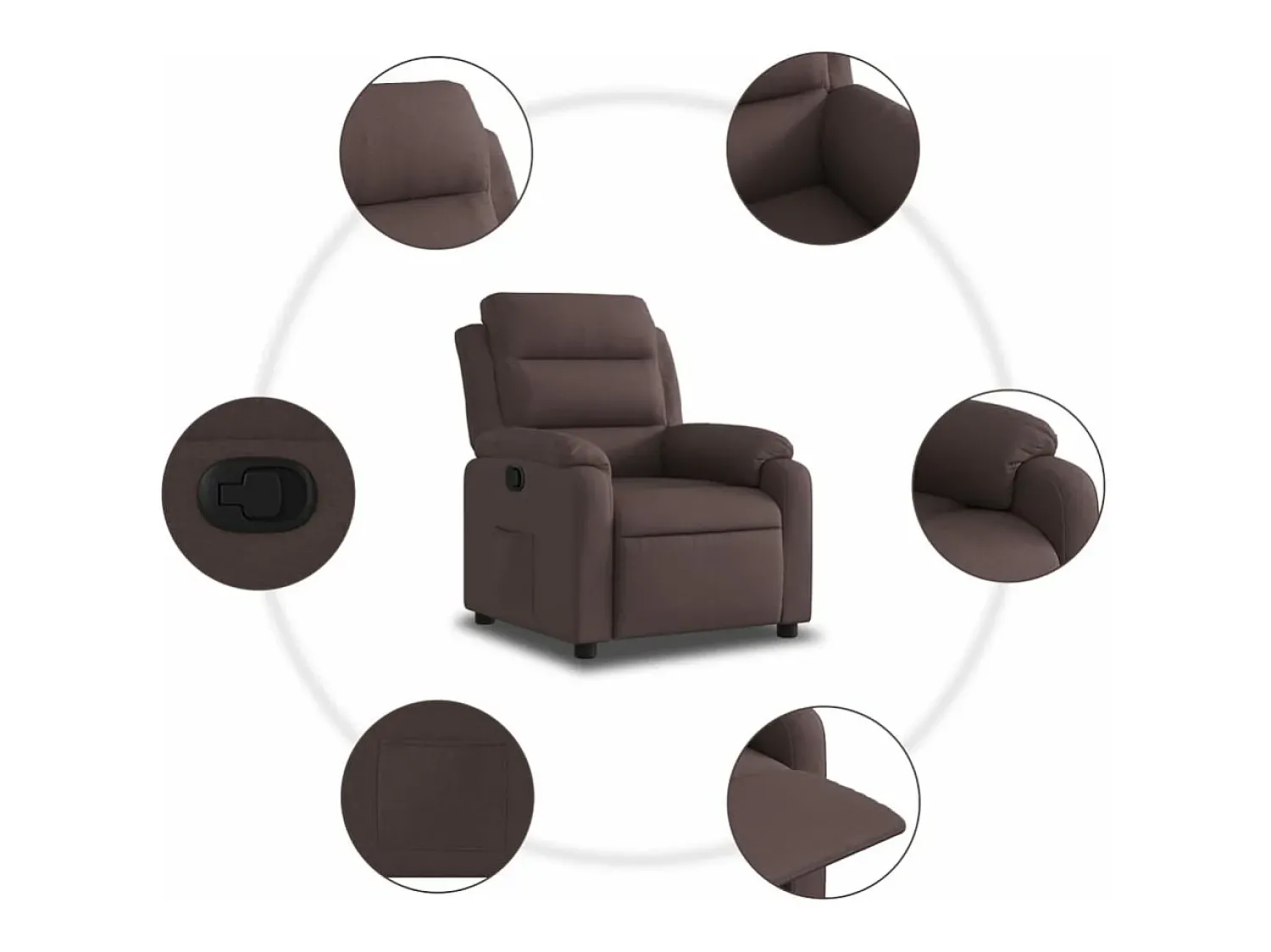 Poltrona*vidaxl Poltrona reclinável tecido -escuro Castanho