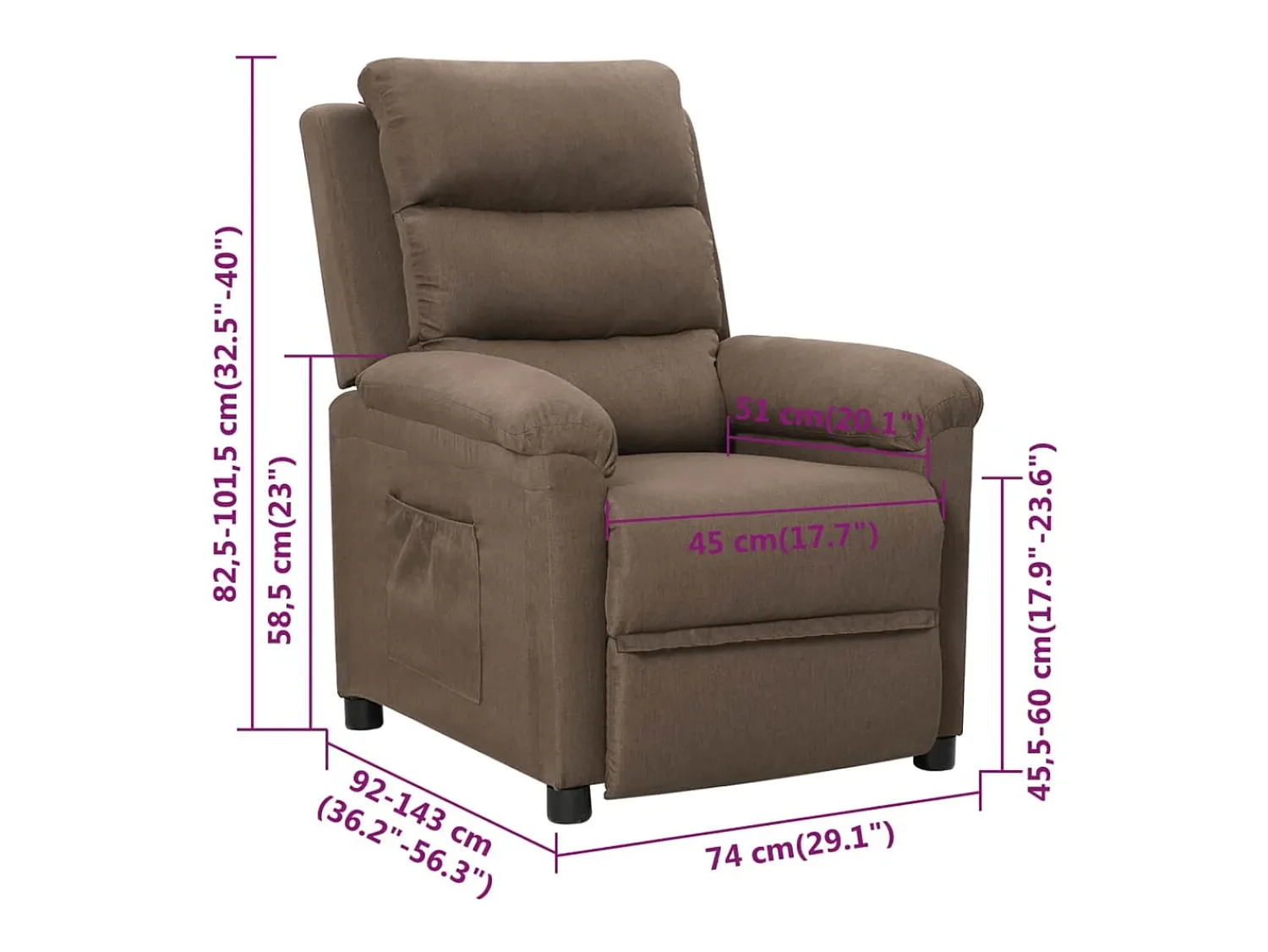 Best vidaxl Poltrona reclinável tecido cinzento-acastanhado Taupe