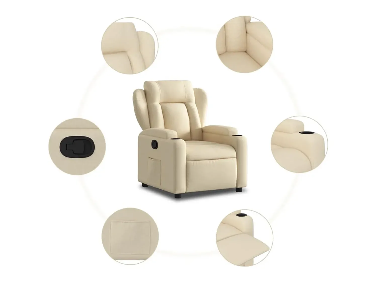 Poltrona| Poltrona reclinável tecido cor PT881917 Creme