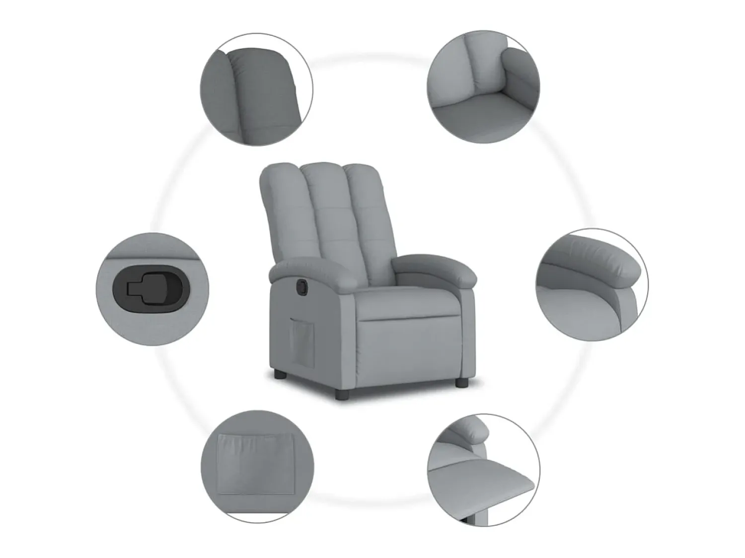vidaxl Poltrona reclinável tecido -claro^ Poltrona