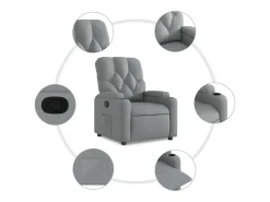 Poltrona*vidaxl Poltrona reclinável tecido -claro Cinzento