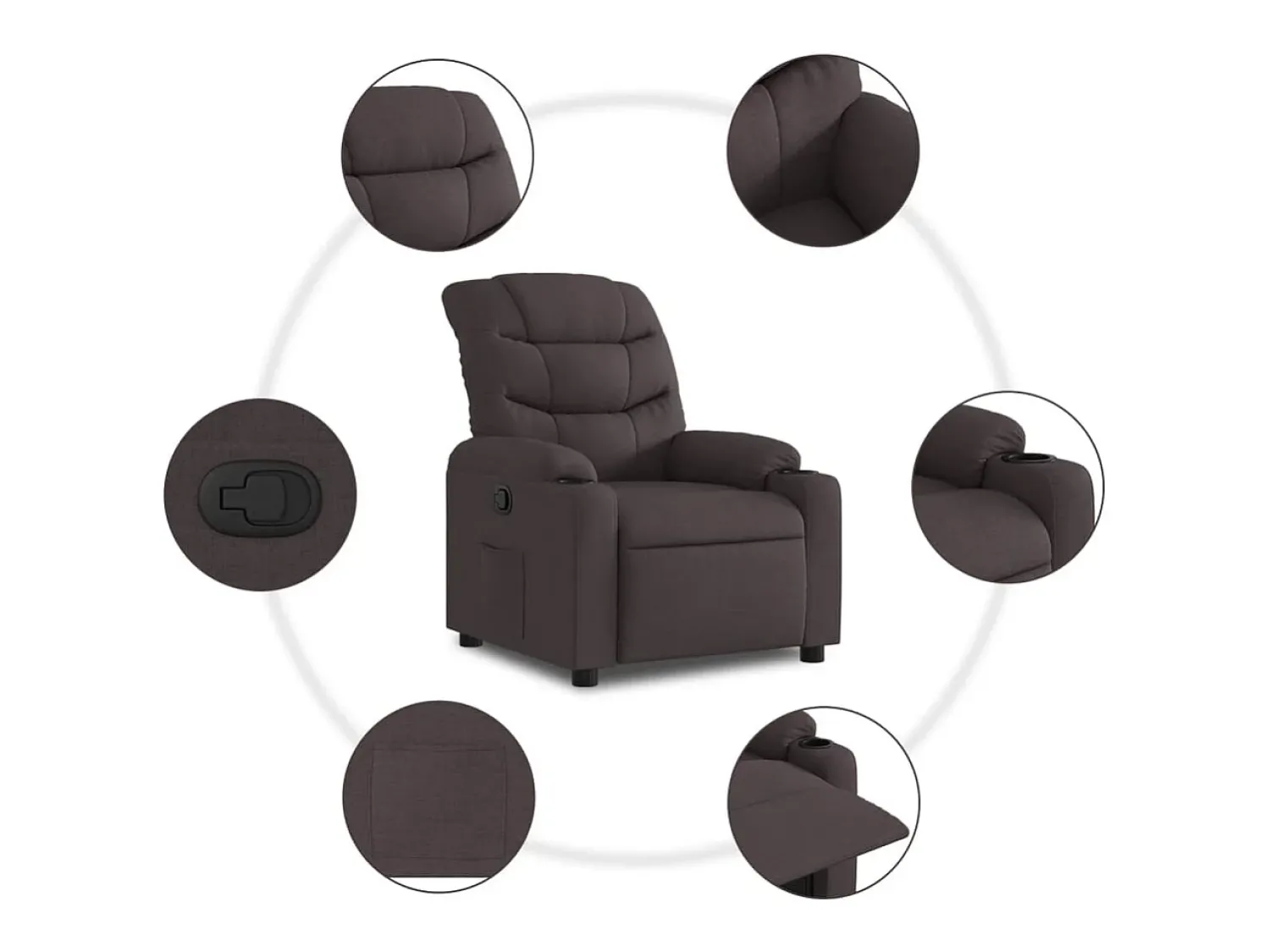 Poltrona*vidaxl Poltrona reclinável tecido -escuro Castanho