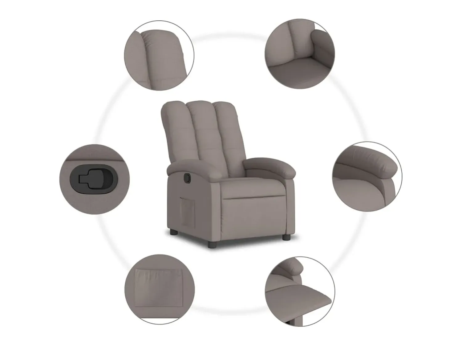 Poltrona|vidaxl Poltrona reclinável tecido cinzento-acastanhado Taupe