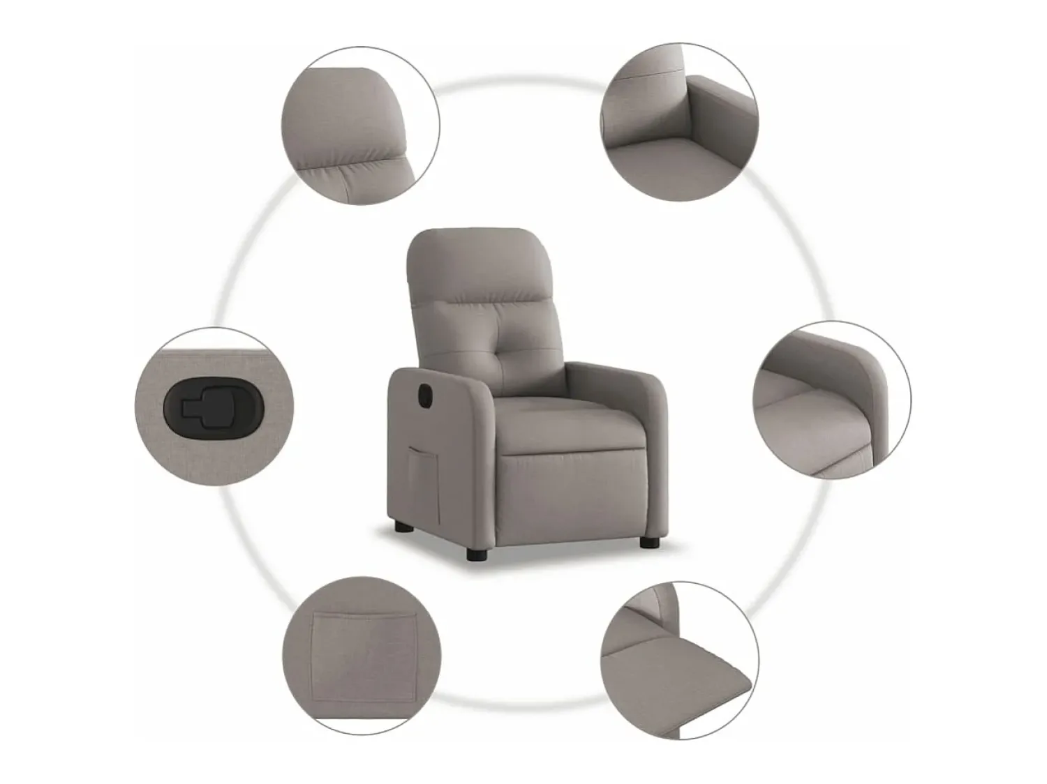 Poltrona| Poltrona reclinável tecido cinzento-acastanhado PT783892 Taupe