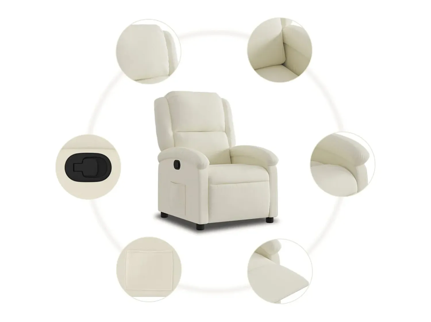 Poltrona|vidaxl Poltrona reclinável veludo Creme