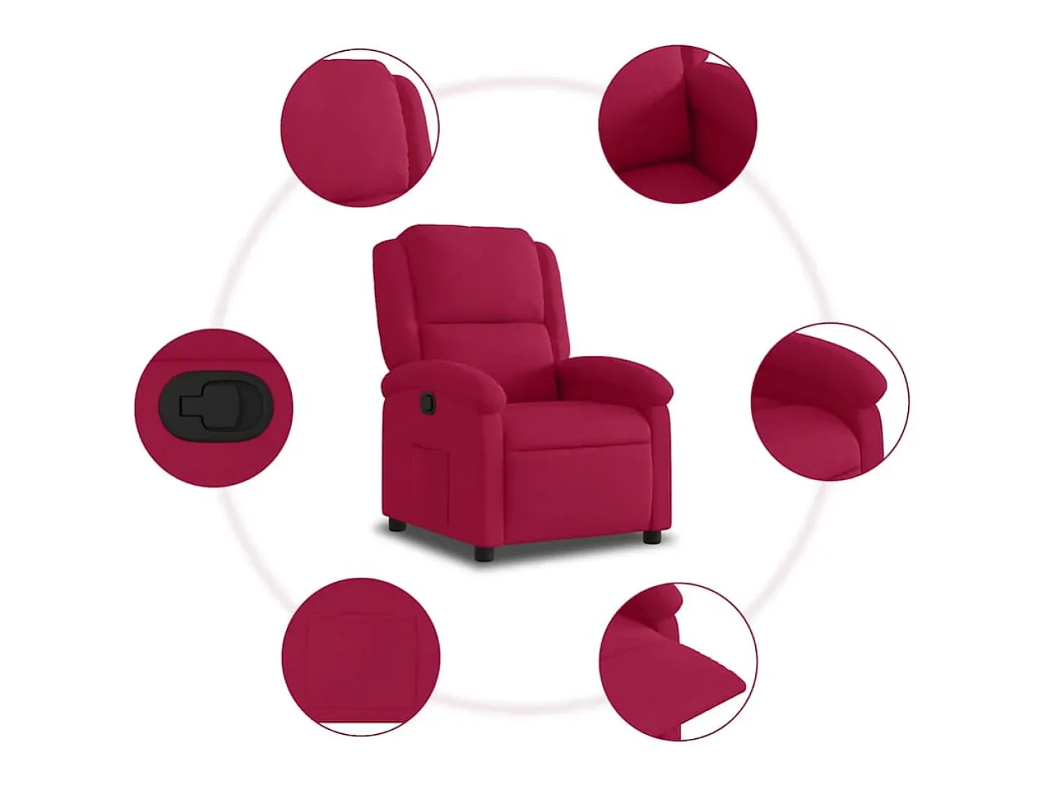 Poltrona*vidaxl Poltrona reclinável veludo tinto Vermelho