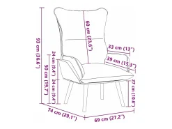 Poltrona*vidaxl poltrona Vinho 69 x 74 x 93 cm Tecido e Contraplacado Vermelho