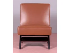 Nest Dream Poltrona vintage em madeira de freixo e estofada em imitação de couro - West - Marrom^ Poltrona