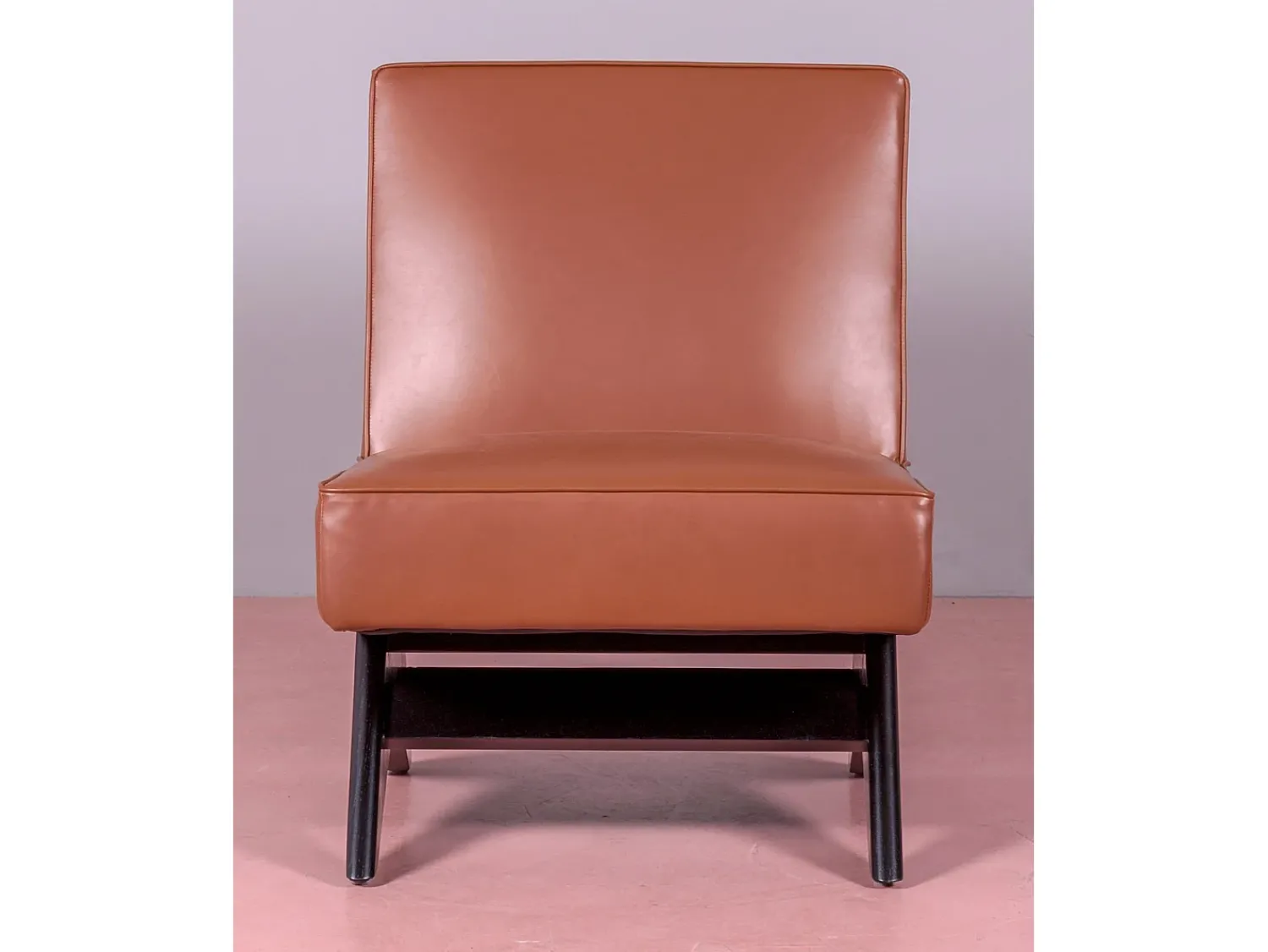 Nest Dream Poltrona vintage em madeira de freixo e estofada em imitação de couro - West - Marrom^ Poltrona