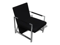 Poltrona| Poltronas com estrutura cromada 2 pcs couro artificial SHL932263 Preto