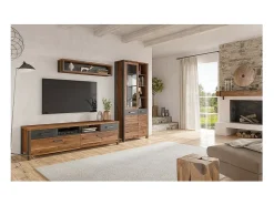 Prateleira|Meublorama Prateleira 120cm coleção WINDSOR. Cores carvalho escuro e cinza antracite. Castanho