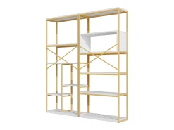 Online Hauss Spole Prateleira com as dimensões de 160 x 29,5 x 180 cm - Metal e MDF - Dourada e branca Branco
