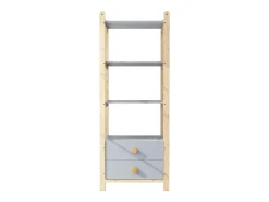 Online ModernLuxe Prateleira de armazenamento 70x44x180 cm - 2 gavetas - puxadores de madeira maciça - estrutura de pinho - + natural Azul