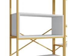Merax Prateleira de armazenamento moderna em estilo minimalista - 160 x 29,5 x 180 cm - MDF + metal - + dourado^ Prateleira