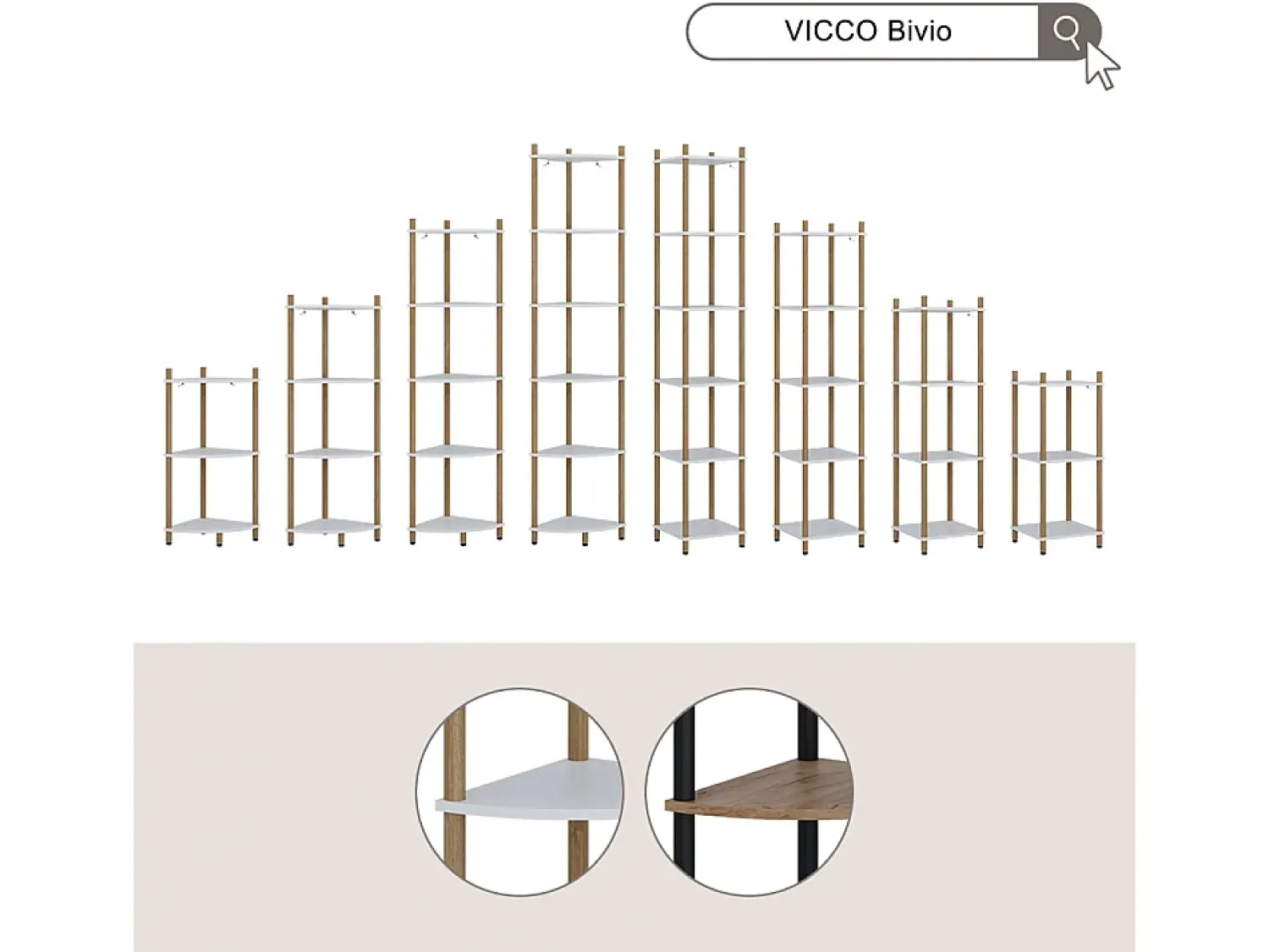 New Vicco Prateleira de canto /pinheiro 30x30x102.5 bivio Branco