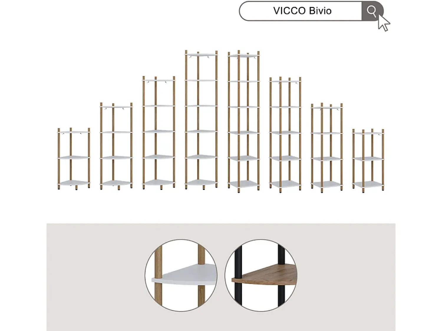 Prateleira|Vicco Prateleira de canto carvalho goldkraft/antracite 29x29x133 bivio Natural escuro