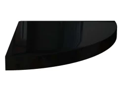 Prateleira| Prateleira de canto suspensa 35x35x3,8 cm MDF brilhante PT787573 Preto