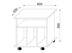 VCM Prateleira de Mídia de Madeira | Prateleira com Rolos | Dimensões: A. 59 x L. 60 x P. 45 cm - Retal (Branco)^ Móvel De Arrumação