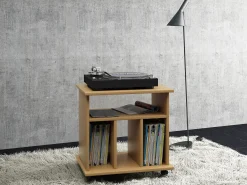 VCM Prateleira de Mídia de Madeira | Prateleira com Rolos | Dimensões: A. 59 x L. 60 x P. 45 cm - Retal (Beech)^ Móvel De Arrumação