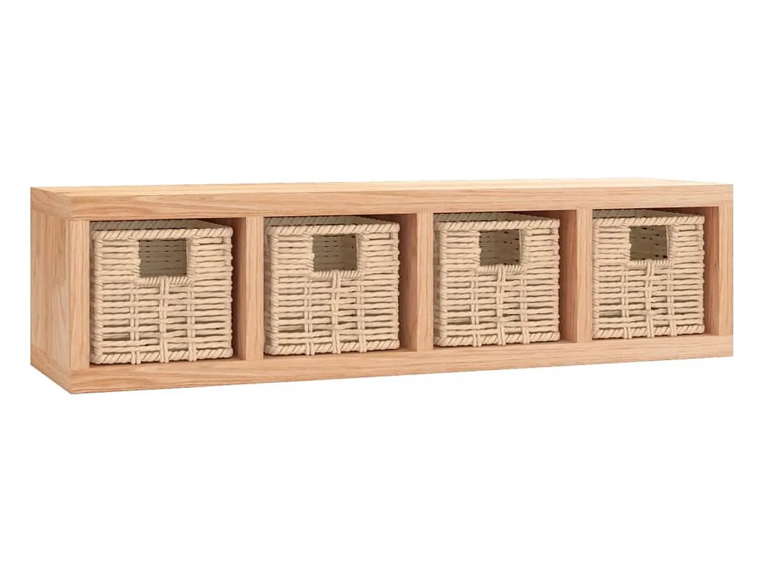 Prateleira de parede com cestos 62x18x16 cm nogueira maciça PT518522^ Prateleira