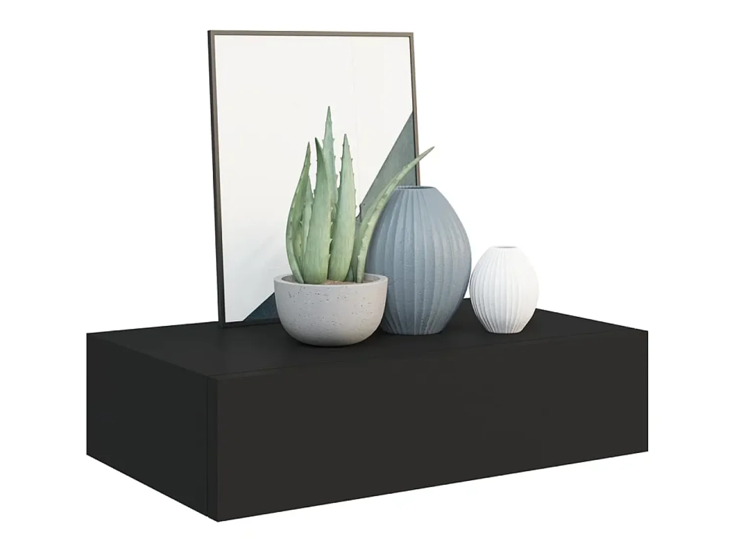 Clearance Prateleira de parede com gaveta MDF 40x23,5x10 cm PT280704 Preto