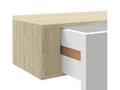 Prateleira|vidaxl Prateleira de parede com gaveta em carvalho e branco 40x23,5x10 cm MDF Castanho