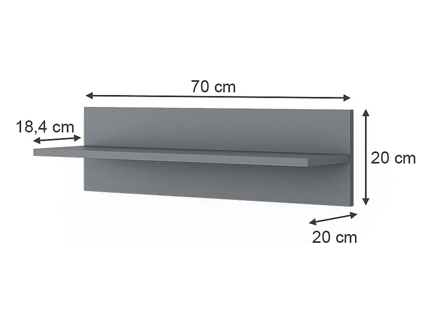 Vicco Prateleira de parede para o quarto das crianças cinza 70x20x20 ajaton^ Prateleira