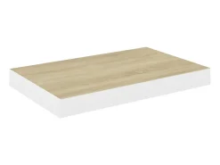Prateleira* Prateleira de parede suspensa 50x23x3,8cm MDF carvalho e branco PT185771 Castanho