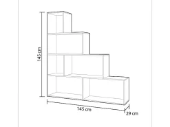 Loungitude Prateleira de sala de estar Klum com 10 compartimentos em carvalho canadense, 145x145x29 cm^ Prateleira