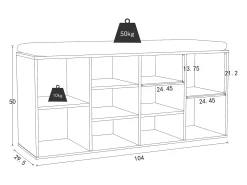 Hot VCM Prateleira de sapato de madeira | Dimensões aprox. A. 50 x L. 104 x P. 30 cm | Sapato cômoda com 10 compartimentos | Armário para sapatos - Hinsol S (Branco) Multicor