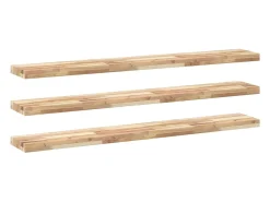 Prateleira flutuante 3pcs 140x20x4cm acácia maciça não tratada PT968254^ Prateleira
