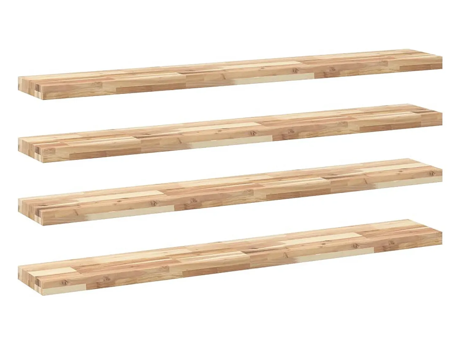 New Prateleira flutuante 4pcs 140x20x4cm acácia maciça não tratada PT934371 Castanho