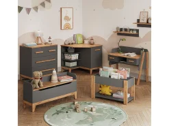 Vicco Prateleira infantil cinza/artesanal 80x37x46 malia^ Prateleira