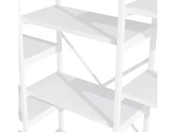 Clearance ModernLuxe Prateleira moderna 160x30x180 cm - Prateleiras de vários níveis - Tubos de aço + MDF - Design retangular e curvo - Branco