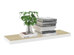 Prateleira| Prateleira parede suspensa 80x23,5x3,8 cm MDF carvalho e branco PT973440 Castanho