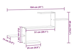 Prateleira|vidaxl Prateleira parede 104x15x49 cm derivados madeira cinza cimento Cinzento