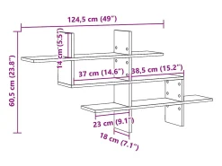 vidaxl Prateleira parede 124,5x18x60,5 cm deriv. madeira madeira velha^ Prateleira