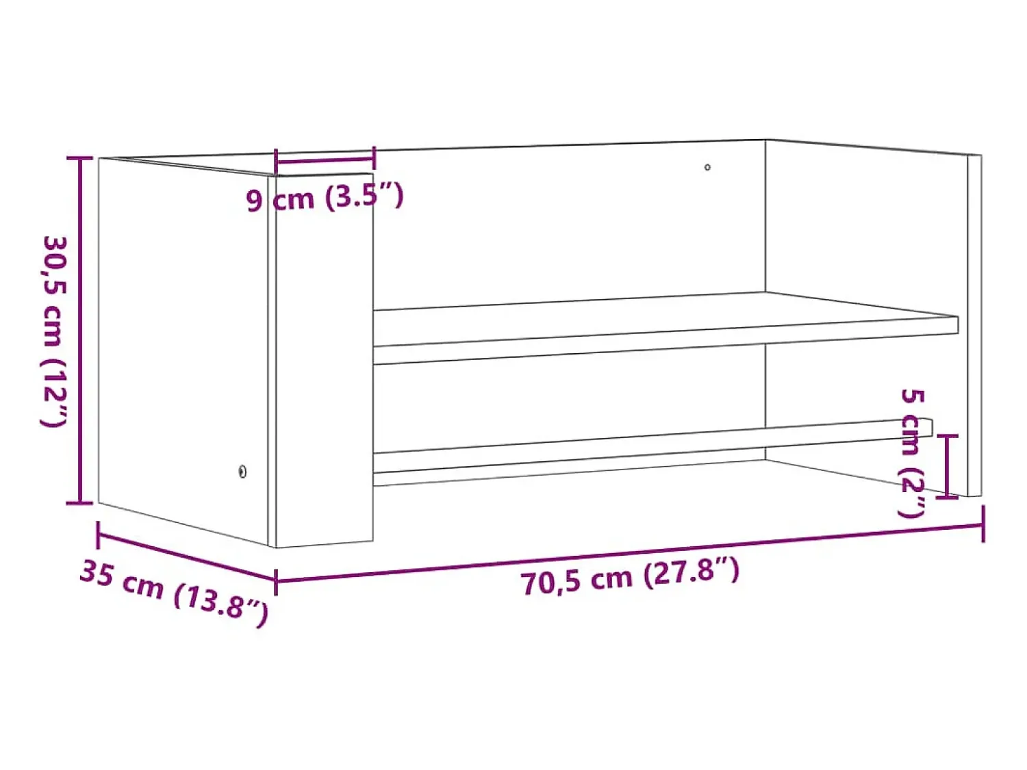 vidaxl Prateleira parede 70,5x35x30,5cm deriv. madeira carvalho sonoma^ Prateleira