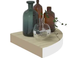 Prateleiras canto parede 2 pcs 25x25x3,8 cm MDF carvalho/branco PT109874^ Prateleira