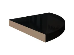 Prateleira* Prateleiras canto suspensas 2 pcs 35x35x3,8cm MDF brilh. PT321928 Preto