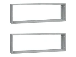 Outlet Prateleiras cubo 2 pcs derivados de madeira sonoma PT994659 Cinzento