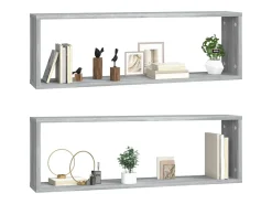 Outlet Prateleiras cubo 2 pcs derivados de madeira sonoma PT994659 Cinzento