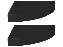 Prateleira| Prateleiras de canto suspensas 2 pcs 25x25x3,8cm MDF PT575306 Preto